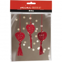 Mini DIY Kit - Virkade Röda Hjärtan - Julpyssel