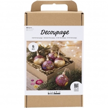 DIY Kit - Julkulor Decoupage - 5 st Julkulor av Trä