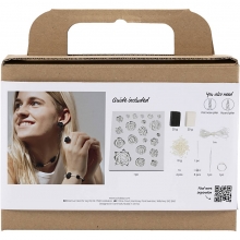 DIY Kit Smycken - Rosor i Lera - Svart och Vit