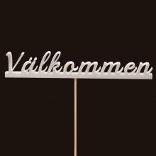 Välkommen Skylt Med Pinne - Vit - 14 x 2,5 cm