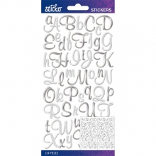 Alfabet Stickers Sticko - Silver Foil Script Small