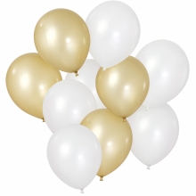 Ballonger 25 cm - 10 st - Pearl White och Champagne