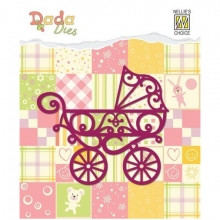 Dies Nellies Choice Baby Pram Barnvagn till scrapbooking, pyssel och hobby