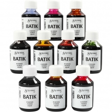 Batikfärg - Mixade färger - 10 x 100 ml