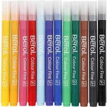 Berol Colourfine - Mixade Färger - Spets: 0,6 mm - 12 st