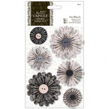 Papermania Midnight Blush Pinwheels 6 st Svart/Grå Rosett