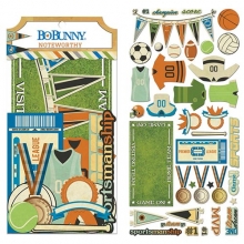 Die Cuts Noteworthy Game On 39 delar Bo Bunny Scrapbooking Papper