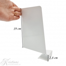 Bokstöd med klämma. Vit Metall. Höjd: 20 cm