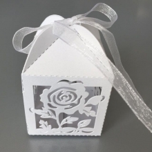 Bröllopsask Ros 10 st - Pärlemo Vitt - 5x5 cm