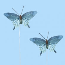 Dekorativa Fjärilar 2 st 65x50 mm Blå XIV Dekorationsfigur