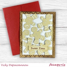 Schablon 12x12 cm - Candy Christmas Waffle Pattern