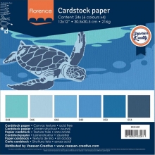Cardstock Paket Florence Blå Färger 24 ark 12"x12" Mixade
