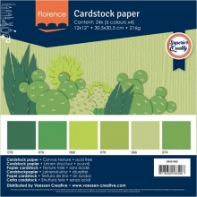 Cardstock Paket Florence Gröna Färger 24 ark 12