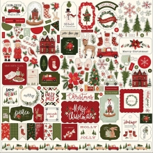 Cardstock Stickers Carta Bella - Hello Christmas - 12x12 Tum