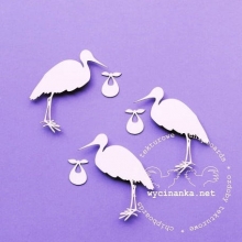 Chipboard Die Cuts Stork 3 st 80 mm till scrapbooking, pyssel och hobby