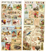 Heartwarming Vintage Creative Scraps 32 bilder Birds & Blossoms Mönstrade Papper A4