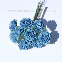 Tygblommor Curl Rose 20mm Blue Cornflower 10 st