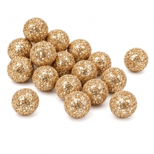 Dekorationskulor 15 mm - Glittrande Guld - 20 st