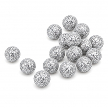 Dekorationskulor 15 mm - Glittrande Silver - 20 st