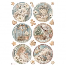Decoupage Papper Stamperia - White Christmas Rounds