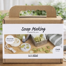 Mini DIY Kit Tvåltillverkning - Olivgröna Snäckor i Resebehållare