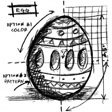 Stämpel på Träkloss Tim Holtz Egg Sketch 8x8 cm Kloss
