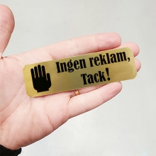 Skylt Ingen reklam, tack Guld 30 x 100mm Ingen reklam