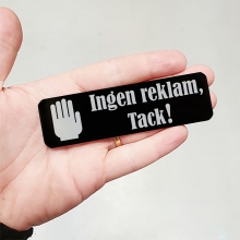 Skylt Till Brevlåda Ingen reklam, tack! - Svart - 30 x 100mm