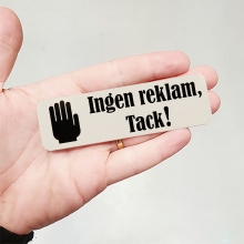 Skylt Till Brevlåda Ingen reklam, tack! - Vit - 30 x 100mm