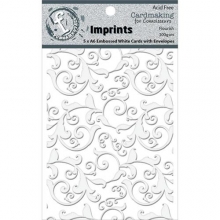 Kort & Kuvert 5-pack A6 Embossed White Flourish Ruby Rock-It Papper Bröllop Kärlek