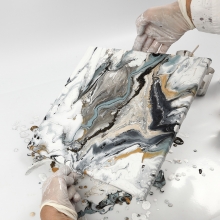 Fluid art på målarduk med hobbyfärg och Pouring-Fluid