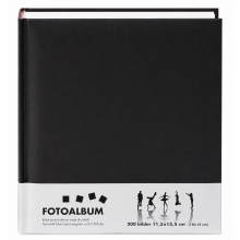 Fotoalbum 23x25 cm - För 200 bilder - Svart Omslag - Vita Sidor