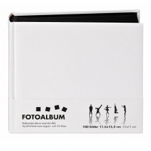 Fotoalbum 17x20 cm - För 100 bilder - Vitt Omslag - Svarta Sidor