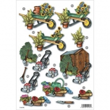 3D-Kort Decoupage Trädgård 3D Ark till scrapbooking, pyssel och hobby