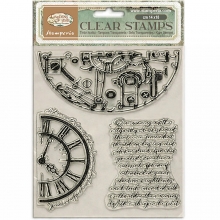Clearstamps Stamperia - Gardens of Time - Half Clocks and Writtings