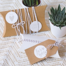 Presentask Pillow Box - 6 st - Natur - 12,5 cm