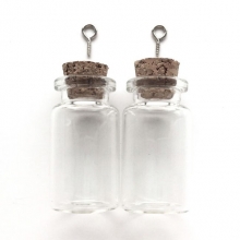 Miniatyrflaskor av Glas 22x40 mm Kork & Hängare 2 st Glasflaska