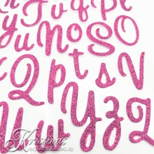 Alfabet Stickers - Sweetheart Script Pink Glitter