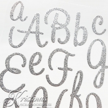 Alfabet Stickers Sweetheart Script Silver Glitter Siffror Klistermärken