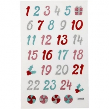 Glitter Stickers - Kalendersiffror 1-24 - 10x16 cm
