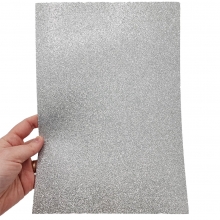 Glitterpapper A4 - Silver - 5 ark - 210 g