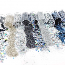 Glitter Set Silver 9 st á 4 g till scrapbooking, pyssel och hobby