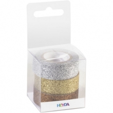 Glittertejp Heyda 15 mm 3-pack Silver, Guld, Koppar Juldekorationer DIY