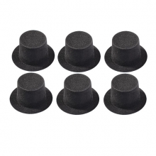 Pyssel gubbar hattar hats mössa Hög Hatt Svart Flockad 6 st 26 mm Figurtillverkning