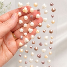 Pearls Champagne Hearts And Dots - 64 st - Självhäftande