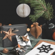 Honeycomb Ornament 3 st - Natur - Juldekoration