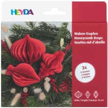 Honeycomb Ornament 3 st - Röd - Juldekoration