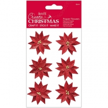 Julblommor Docraft's 53 mm - Röda Poinsetta - 6 st