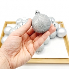 Julgranskulor 5 cm - 24 st - Silver - Blank, Matt, Glitter
