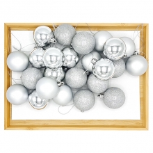 Julgranskulor 5 cm - 24 st - Silver - Blank, Matt, Glitter